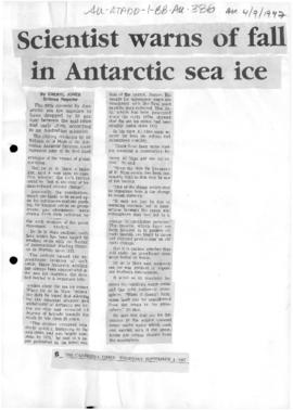 Jones, Cheryl "Scientists warns of fall in Antarctic sea ice"