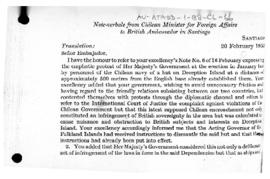 Chilean note-verbale to the United Kingdom protesting at British actions to remove a Chilean buil...