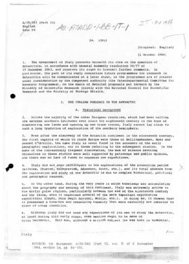 Italy, United Nations General Assembly, document A/39/583(Part II)