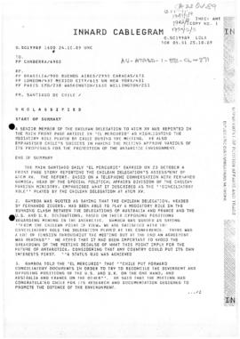 Cablegram SC19989 concerning the fifteenth Antarctic Treaty Consultative Meeting