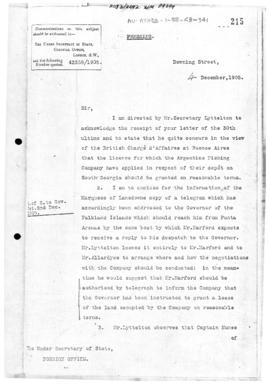 Colonial Office letter to British Foreign Office concerning lease of South Georgia