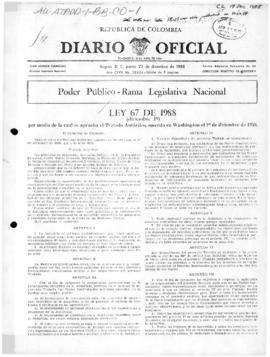 Colombia, Diario Oficial, Law 67 implementing the Antarctic Treaty; Decree 1690 of 1990 establish...