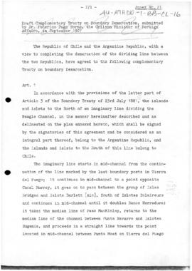 Chilean draft of a complementary boundary treaty