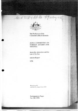 Joint Committee on Foreign Affairs and Defence, "Australia, Antarctica and the Law of the Se...