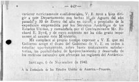 Chilean note to the United States communicating the Chilean decree of 6 November 1940
