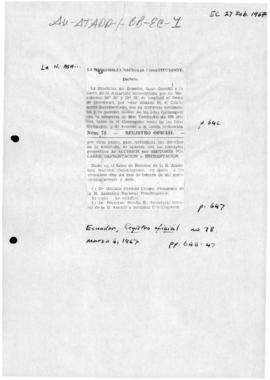 Ecuador, Registro oficial, declarations concerning maritime law, 1967 to 1987