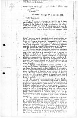 Chilean note to the United Kingdom rejecting the British note of protest at the establishment of ...