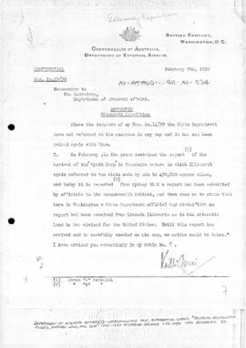 Memorandum reporting claims made by Ellsworth for the United States