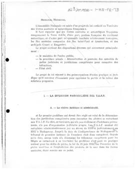 Report on the juridical and administrative arrangements for French Southern and Antarctic Lands