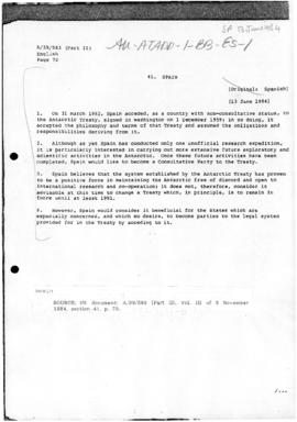 Spain and Antarctica, United Nations General Assembly, document A/39/583(Part II)