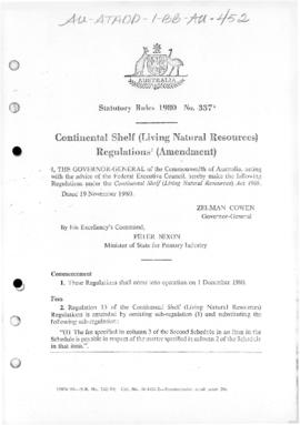 Statutory Rules 1980 No. 337, "Continental Shelf (Living Natural Resources Regulations (Amen...