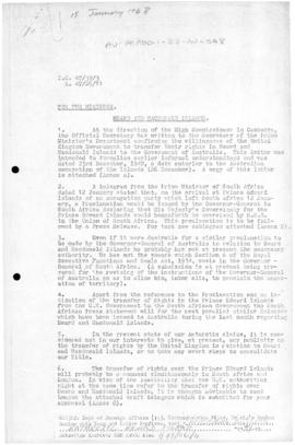 Memorandum concerning transfer of Heard Island from Great Britain to Australia