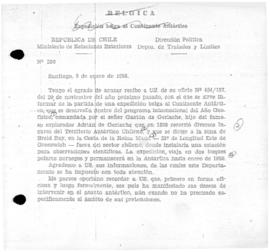 Chilean note to Brussels concerning Belgian interest in Antarctica