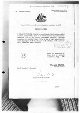 Commonwealth of Australia Gazette, Antarctic (Environment Protection) Legislation Amendment Act 1...