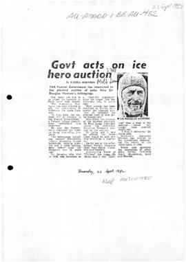 Robinson, Russell "Govt acts on ice hero auction" Herald Sun
